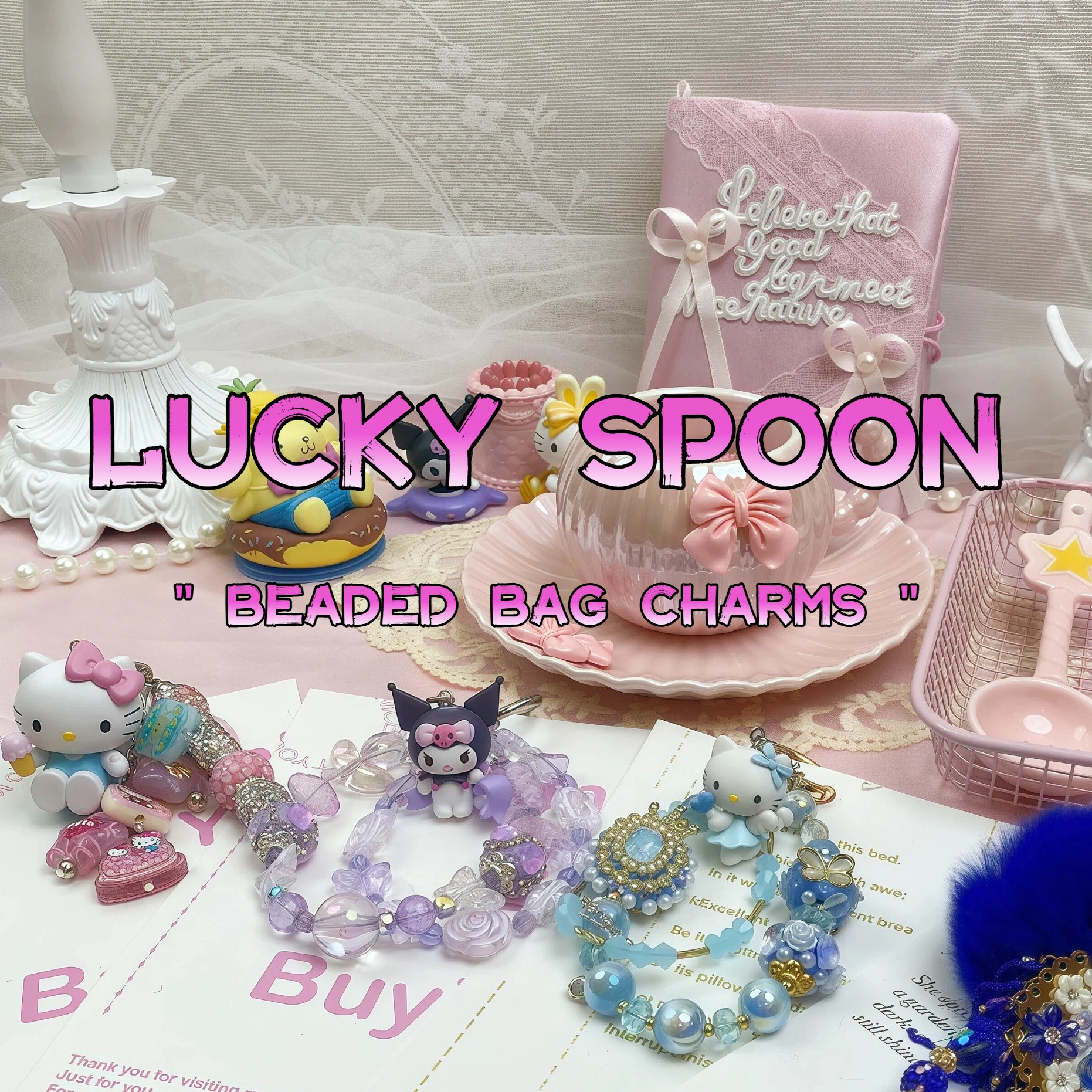 Beaded Bag Charms Lucky Spoon